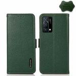 For OPPO K9 KHAZNEH Side-Magnetic Litchi Genuine Leather RFID Case(Green)