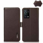 For OPPO K9 KHAZNEH Side-Magnetic Litchi Genuine Leather RFID Case(Brown)