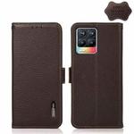 For OPPO Realme 8 / 8 Pro KHAZNEH Side-Magnetic Litchi Genuine Leather RFID Case(Brown)