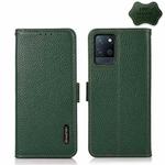 For OPPO Realme V11 5G KHAZNEH Side-Magnetic Litchi Genuine Leather RFID Case(Green)