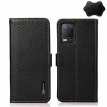 For OPPO Realme V13 5G KHAZNEH Side-Magnetic Litchi Genuine Leather RFID Case(Black)