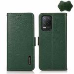 For OPPO Realme V13 5G KHAZNEH Side-Magnetic Litchi Genuine Leather RFID Case(Green)