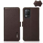 For OPPO Realme V13 5G KHAZNEH Side-Magnetic Litchi Genuine Leather RFID Case(Brown)