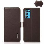 For OPPO Reno5 5G / Find X3 Lite KHAZNEH Side-Magnetic Litchi Genuine Leather RFID Case(Brown)