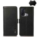 For OPPO Reno5 A JP Version KHAZNEH Side-Magnetic Litchi Genuine Leather RFID Case(Black)
