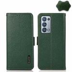 For OPPO Reno6 Pro+ 5G KHAZNEH Side-Magnetic Litchi Genuine Leather RFID Case(Green)