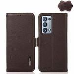 For OPPO Reno6 Pro+ 5G KHAZNEH Side-Magnetic Litchi Genuine Leather RFID Case(Brown)