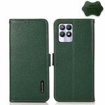 For OPPO Realme 8i KHAZNEH Side-Magnetic Litchi Genuine Leather RFID Case(Green)