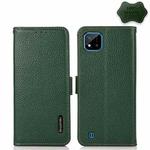 For OPPO Realme C20 KHAZNEH Side-Magnetic Litchi Genuine Leather RFID Case(Green)