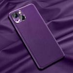 For iPhone 13 mini Plain Skin Leather Case (Purple)