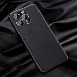 For iPhone 13 Pro Max Plain Skin Leather Case (Black)