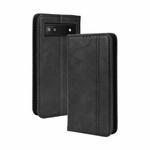 For Google Pixel 6a Magnetic Buckle Retro Texture Leather Case(Black)