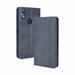 For Kyocera KY-51B Magnetic Buckle Retro Texture Leather Case(Blue)