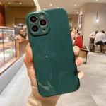 For iPhone 13 mini Glossy Straight-Edge TPU Phone Case (Dark Green)