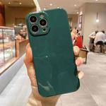 For iPhone 13 Pro Glossy Straight-Edge TPU Phone Case (Dark Green)