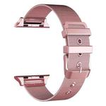 For Apple Watch Series 7 45mm / 6 & SE & 5 & 4 44mm / 3 & 2 & 1 42mm Milanese Stainless Steel Double Buckle Watch Band(Rose Pink)
