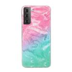 For Samsung Galaxy S22 5G Marble Pattern Soft TPU Phone Case(Pink Green)