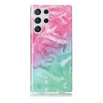 For Samsung Galaxy S22 Ultra 5G Marble Pattern Soft TPU Phone Case(Pink Green)