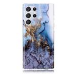 For Samsung Galaxy S22 Ultra 5G Marble Pattern Soft TPU Phone Case(Blue)