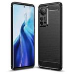 For Xiaomi 12 Pro 5G Brushed Texture Carbon Fiber TPU Phone Case(Black)