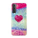 For Samsung Galaxy S22 5G Marble Pattern Soft TPU Phone Case(Red Love)