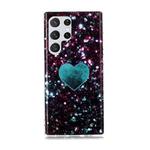 For Samsung Galaxy S22 Ultra 5G Marble Pattern Soft TPU Phone Case(Green Love)