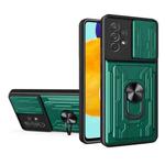 For Samsung Galaxy A53 5G Sliding Camshield Card Phone Case(Dark Green)