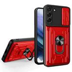 For Samsung Galaxy S22 5G Sliding Camshield Card Phone Case(Red)