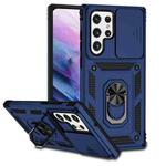 For Samsung Galaxy S22 Ultra 5G Sliding Camshield Holder Phone Case(Blue)