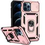 For iPhone 12 Pro Max Sliding Camshield Holder Phone Case(Rose Gold)