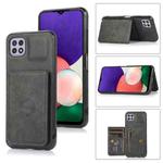 For Samsung Galaxy A22 5G Calf Texture Magnetic Card Bag PU Phone Case(Black)