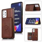 For Samsung Galaxy A52 5G Calf Texture Magnetic Card Bag PU Phone Case(Coffee)