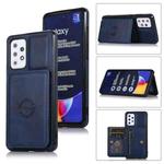 For Samsung Galaxy A72 5G Calf Texture Magnetic Card Bag PU Phone Case(Blue)