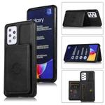 For Samsung Galaxy A72 5G Calf Texture Magnetic Card Bag PU Phone Case(Black)