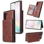 For Samsung Galaxy Note10 Calf Texture Magnetic Card Bag PU Phone Case(Coffee)
