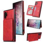 For Samsung Galaxy Note10+ Calf Texture Magnetic Card Bag PU Phone Case(Red)
