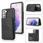 For Samsung Galaxy S21 FE 5G Calf Texture Magnetic Card Bag PU Phone Case(Black)