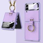 For Samsung Galaxy Z Flip3 5G GKK Ultra-thin PC + PU Phone Case with Ring & Strap(Purple)