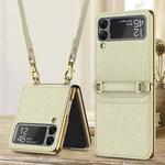 For Samsung Galaxy Z Flip3 5G GKK Plating + Leather Phone Case with Strap(Gold)