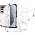 For Samsung Galaxy S22+ 5G Lanyard Honeycomb PC + TPU Case(White)