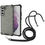 For Samsung Galaxy S22+ 5G Lanyard Honeycomb PC + TPU Case(Black)