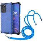 For OPPO K9S 5G Lanyard Honeycomb PC + TPU Case(Blue)