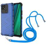 For OPPO Realme Narzo 50A Lanyard Honeycomb PC + TPU Case(Blue)