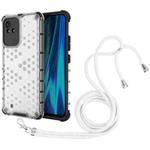 For OPPO Realme Narzo 50i Lanyard Honeycomb PC + TPU Case(White)