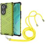 For Honor 60 Lanyard Honeycomb PC + TPU Case(Green)