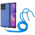 For Honor X30i Lanyard Honeycomb PC + TPU Case(Blue)