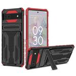 For Google Pixel 6a Armor Card PC + TPU Phone Case(Red)