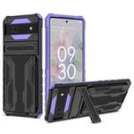 For Google Pixel 6a Armor Card PC + TPU Phone Case(Purple)