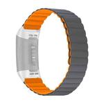 For Fitbit Charge 3 / 4 Silicone Magnetic Watch Band(Grey Orange)