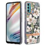 For Motorola Moto G60 / G40 Fusion Flowers and Plants Series IMD TPU Phone Case(Green Gardenia)